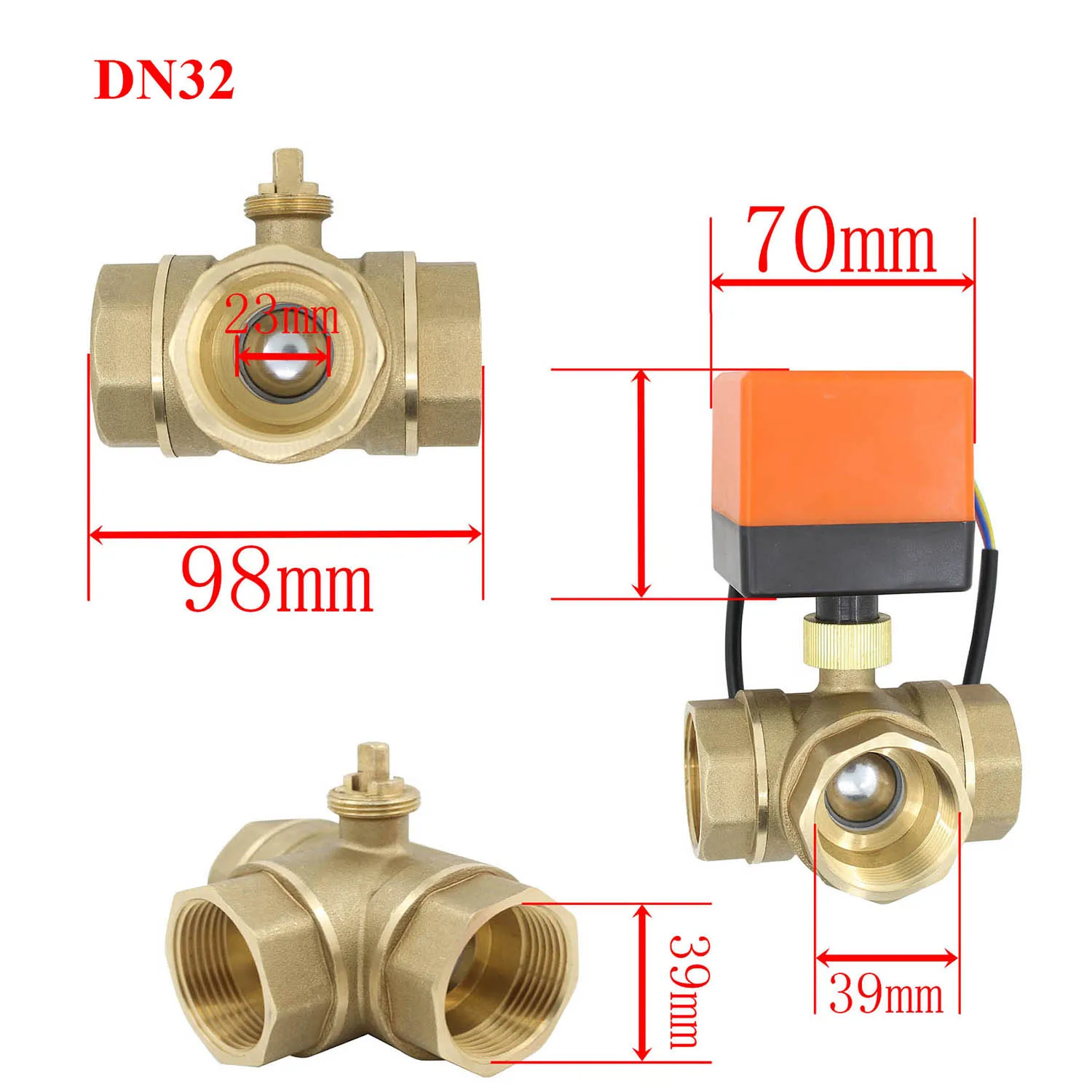 AC220V/24 V DC5V/12 V/24 V 2 way латунный моторизованный шаровой клапан электрический привод DN15-DN50 номинально открыть/закрыть