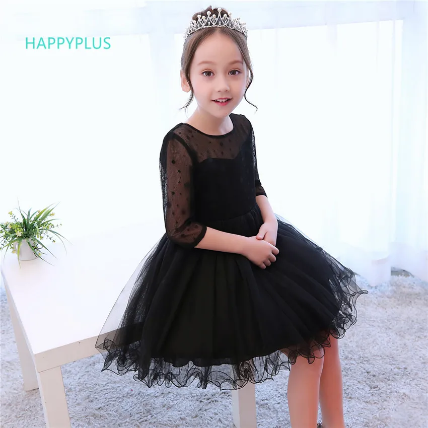 HAPPYPLUS/черные платья для выпускного вечера для девочек; Детские вечерние платья принцессы на свадьбу; Новогоднее и рождественское платье для девочек; сезон весна-осень