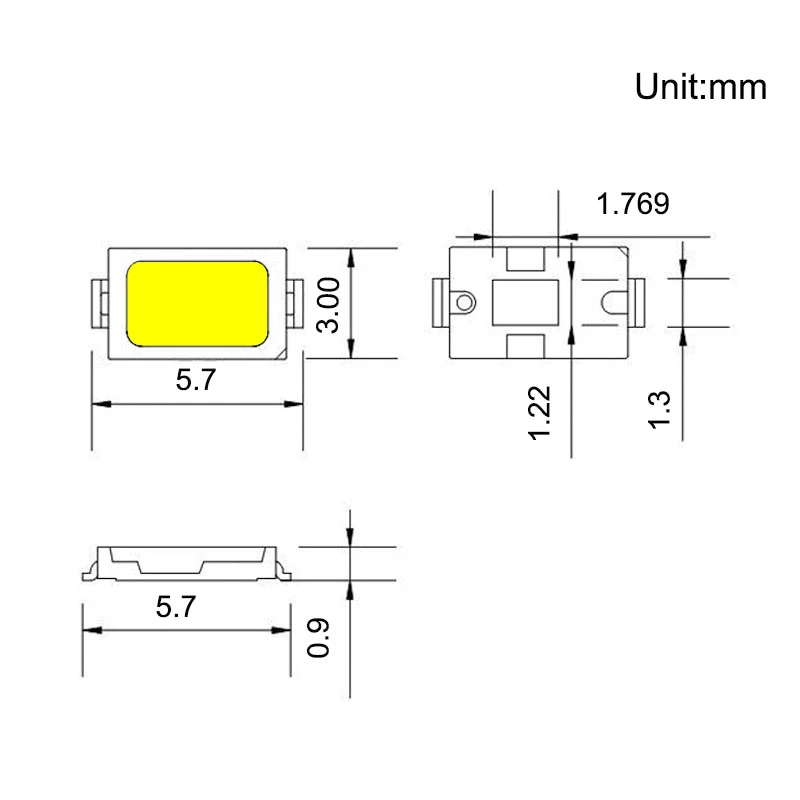 100% оригинальный чип лампы Epistar High Lumen SMD 5730/5630 50 55 лм светоизлучающие