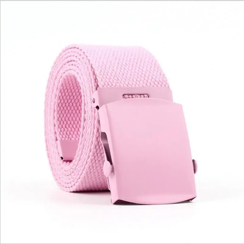 Pink SupSindy нейлоновый гладкий ремень с пряжкой, высокое качество, унисекс, для досуга, тканевый желтый ремень для мужчин и женщин, популярный брендовый ремень 120 см - Цвет: Pink