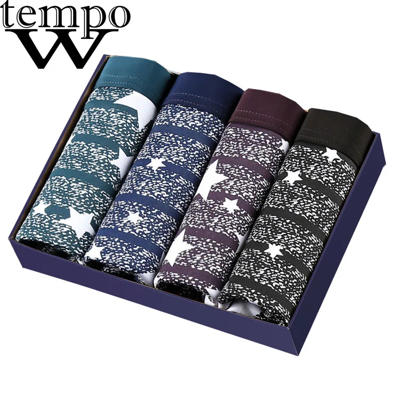 WTEMPO брендовые шорты-боксеры, мужские удобные боксеры, модель, сексуальное мужское нижнее белье, домашние трусы, высокое качество, 4 шт./лот - Цвет: JH