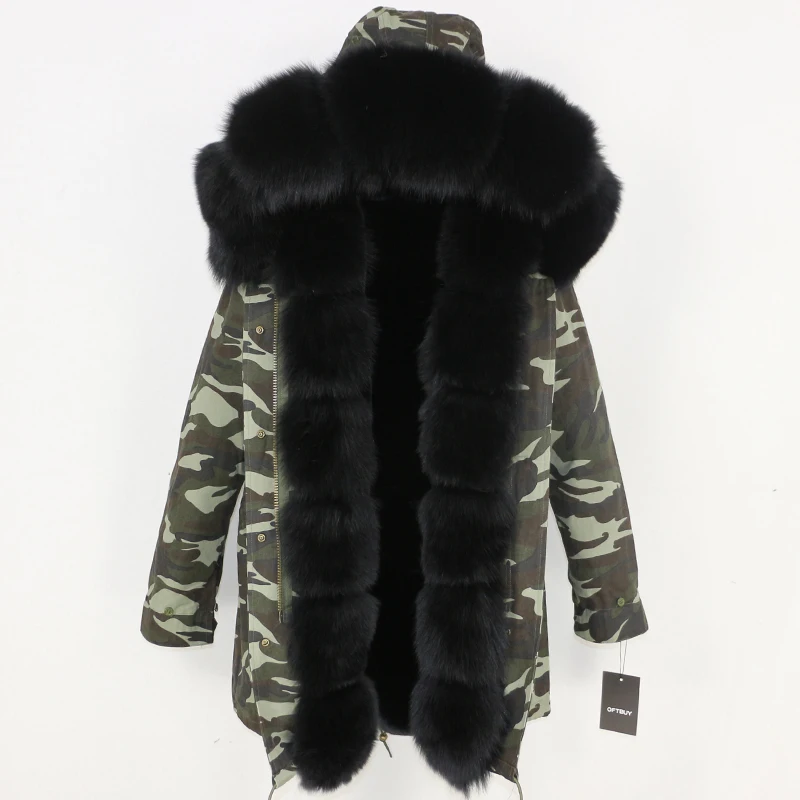 OFTBUY пальто с натуральным мехом зимняя куртка женская длинная парка воротник из натурального Лисьего меха Толстая теплая брендовая Роскошная Съемная уличная одежда