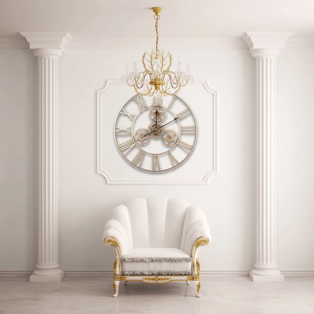 Homingdeco 24 дюйма 60 см из кованого железа полый механизм немой настенные часы римские цифры бесшумные настенные часы подвесные часы декор-Ретро