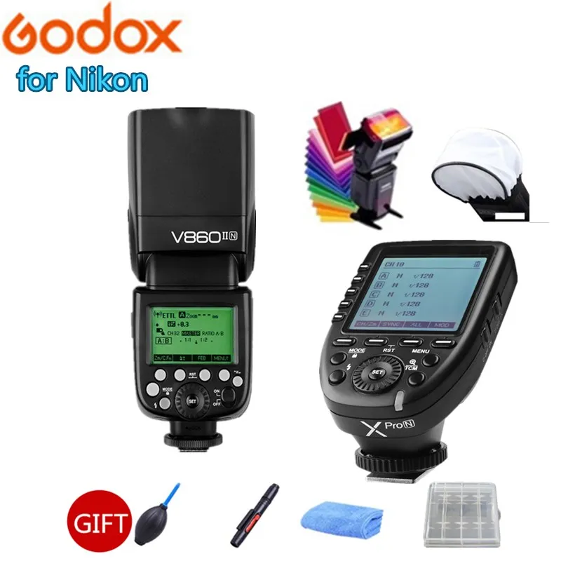 Godox V860II-N Camera Flash HSS TTL 1/8000S 2.4G Speedlight Li-on Battery + Xpro-N Trigger for Nikon D7200 D7100 D7000 D5500 | Электроника