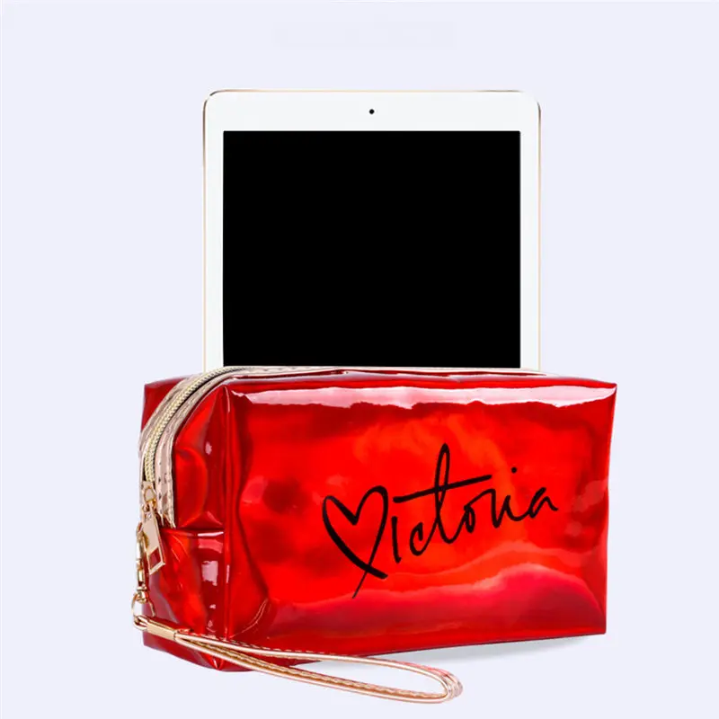 Women Travel Cosmetic Bags Portable Makeup Brush Handbag Pouch TPU Laser Beauty Toiletry Bath Wash Make Up Brush Holder Bag