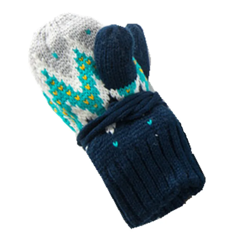 navy gloves Зимняя детская теплая плотная шапка для девочек, шарф, перчатки, комплект из 3 предметов, вязаные шапки для маленьких мальчиков, теплые перчатки для мальчиков и девочек - Цвет: navy gloves
