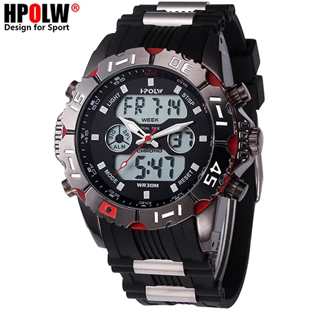 Color 4 HPOLW Брендовые мужские спортивные часы модные Chronos резиновые мужские водонепроницаемые светодиодный цифровые часы мужские военные часы Relogio Masculino - Цвет: Color 4