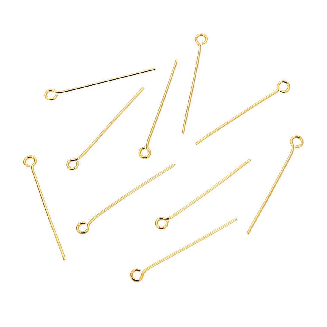 eye pins 0.7x22mm LINSOIR 100 шт./пакет из нержавеющей стали золотого цвета головы шпилька для волос с ушком для изготовления ювелирных изделий Аксессуары оптом подходят 20-50 мм - Цвет: eye pins 0.7x22mm