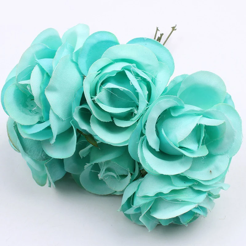 6 шт./лот искусственный цветок 4 см Шелковые Розы Искусственные цветы украшения