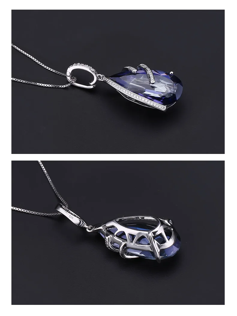 Gem's балетные Роскошные 17.8Ct натуральный иолит синий мистик кварц 925 пробы серебряные ожерелья и подвески для женщин ювелирные изделия