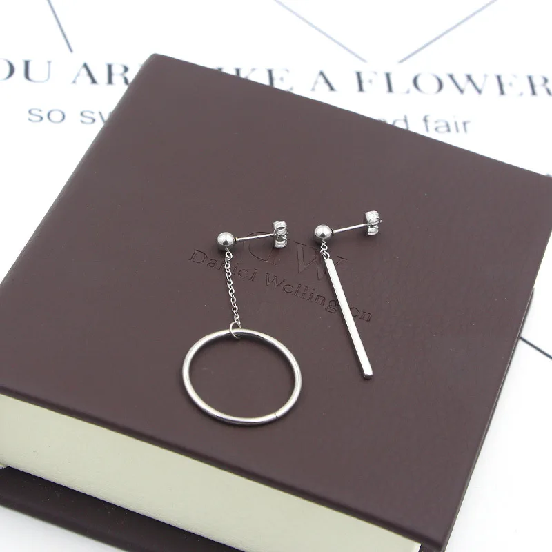 2018 модный бренд леди большой круг квадрат асимметрия Серьги-гвоздики