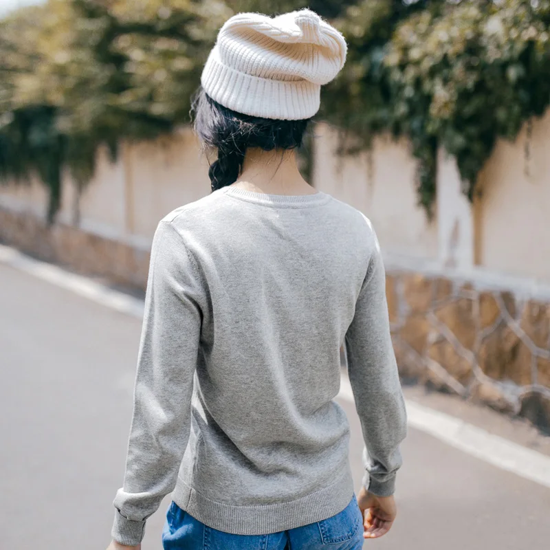 INMAN женский осенний Новый вышитый тонкий вязаный свитер с круглым вырезом |