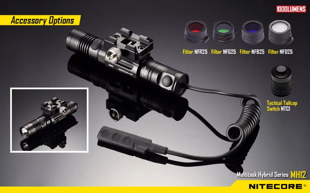 NITECORE MH12 светодиодный фонарик 1000LM дальность луча 232 M уличный фонарик+ 18650 3200 mAh аккумулятор+ usb зарядка Cble
