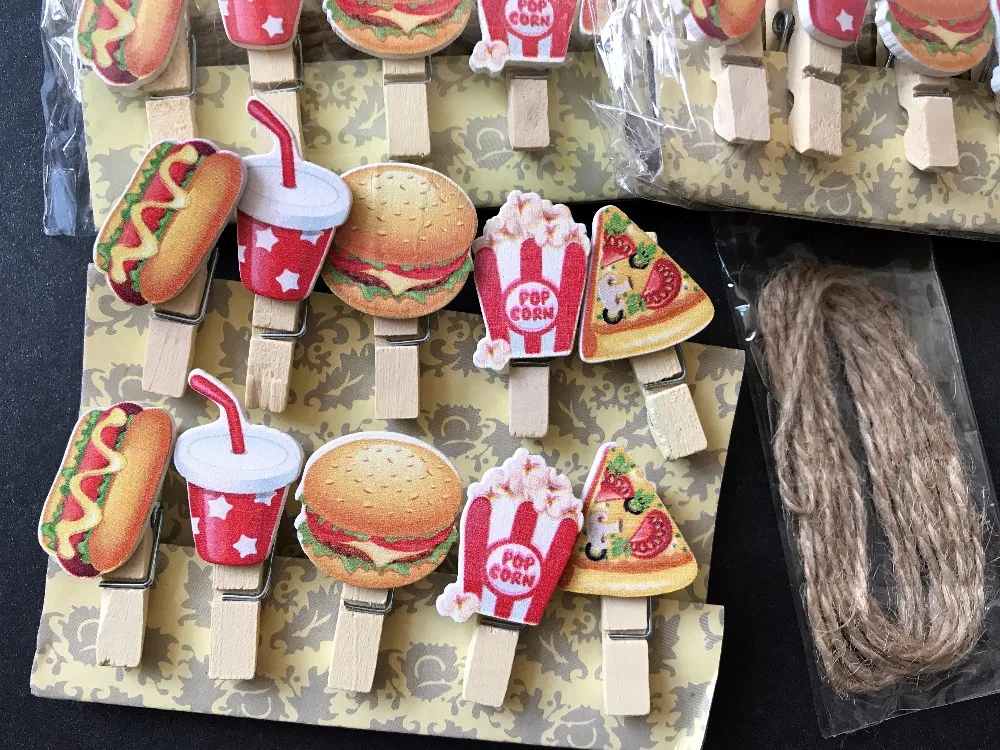 Деревянные колышки для гамбургеров 30 шт. деревянные зажимы фотобумаги открыток с