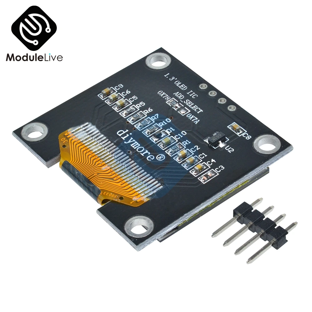 4PIN 1 3 &quot1 дюймов IIC I2C серийный 128x64 SSH1106 OLED ЖК дисплей белый/синий экран модуль для