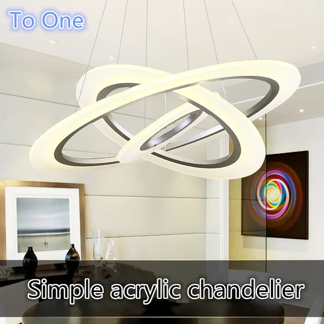 Подвесная светодиодная люстра акриловая лампа кольца для столовой круг блеск