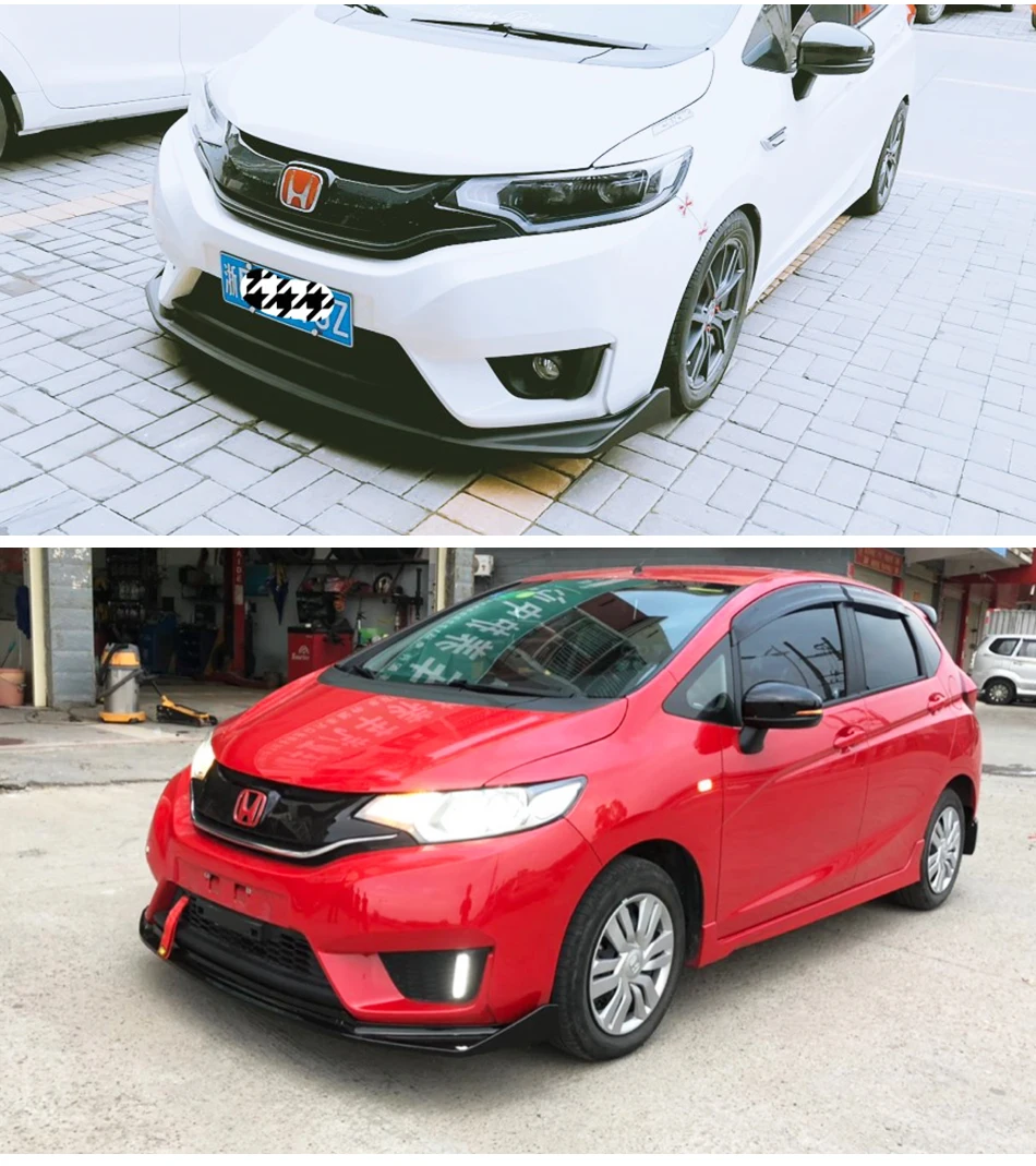 Удлинитель переднего бампера подбородка спойлер защита для honda fit Джаз gk5 15 16 Материал pp пластичный 3 шт./компл. черный цвет