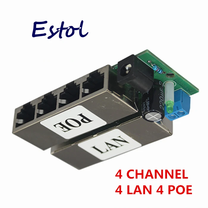 Новый 4 Порты LAN пассивного PoE адаптера Мощность Over Ethernet модуль инжектор DC 48 В