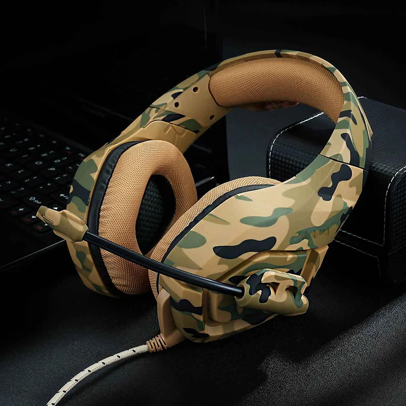 Game headphones HD MIC bass stereo smart noise reduction camouflage color profession antijam E-sport headset Comfortable wearing |