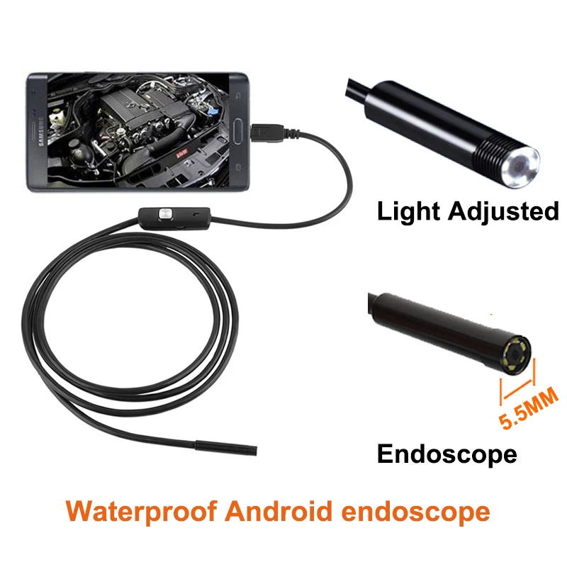 Водонепроницаемый объектив СВЕТОДИОДНЫЙ эндоскоп 5 мм мини камера зонд микро