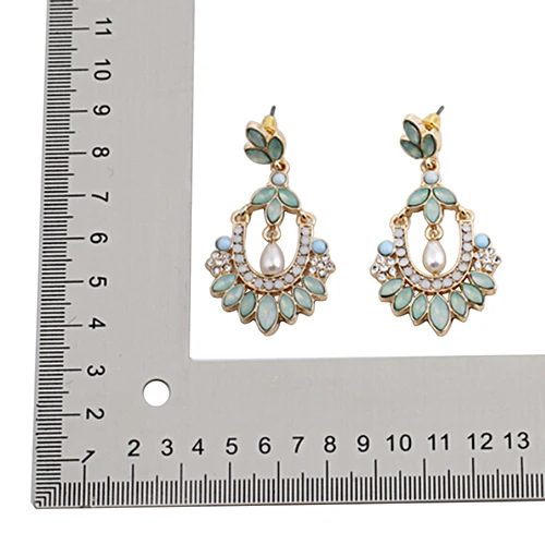 Women Flower Chandelier Earrings Acrylic Rhinestone Faux Pearl Ear dangle Jewelry new | Украшения и аксессуары
