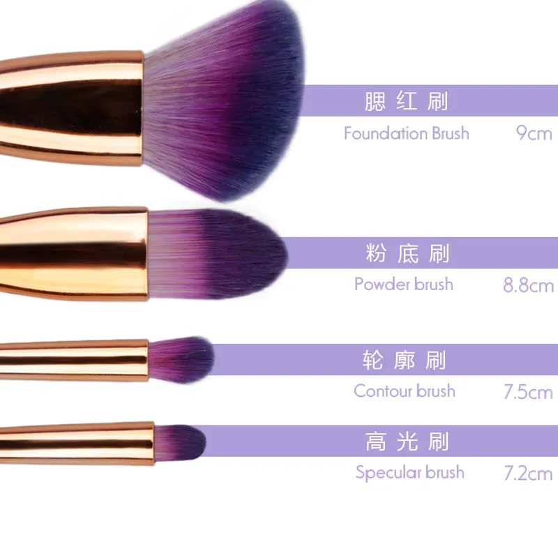 Профессиональные Румяна бронзер порошок хайлайтер Золото 5 шт. мини кисти наборы