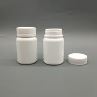 Free shipping 100pcs/lot 60cc 60ml HDPE white Capsule bottle, Plastic empty refillable pill Powder bottle with Screw Cap