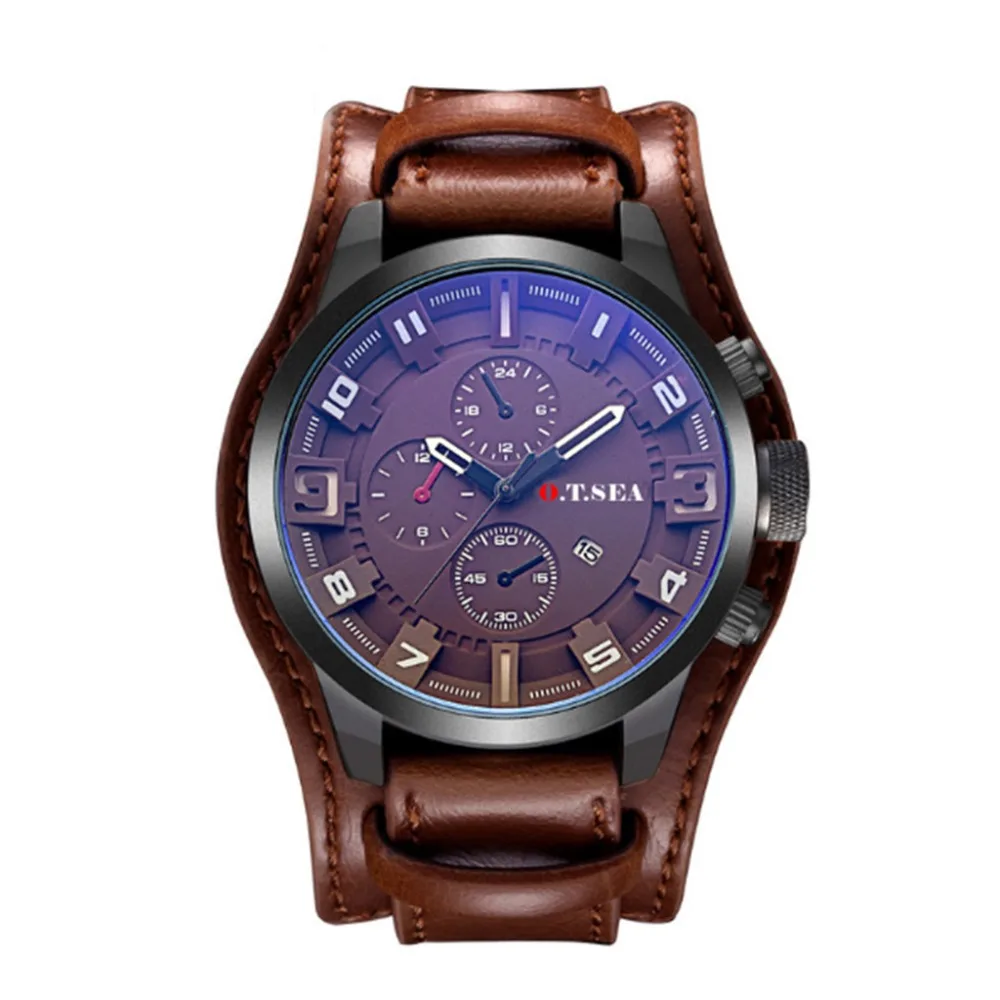 Мужские спортивные кварцевые часы Reloj Hombre мужские Роскошные наручные с кожаным