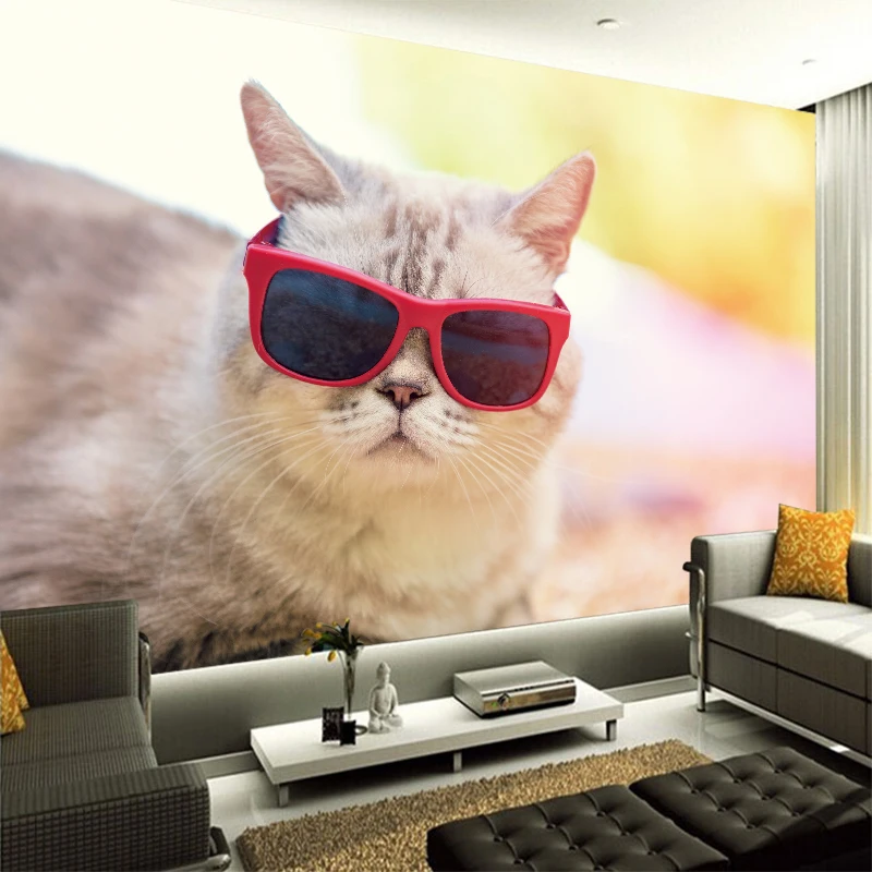 Креативные обои для гостиной спальни отеля с изображением милого кота стены ТВ