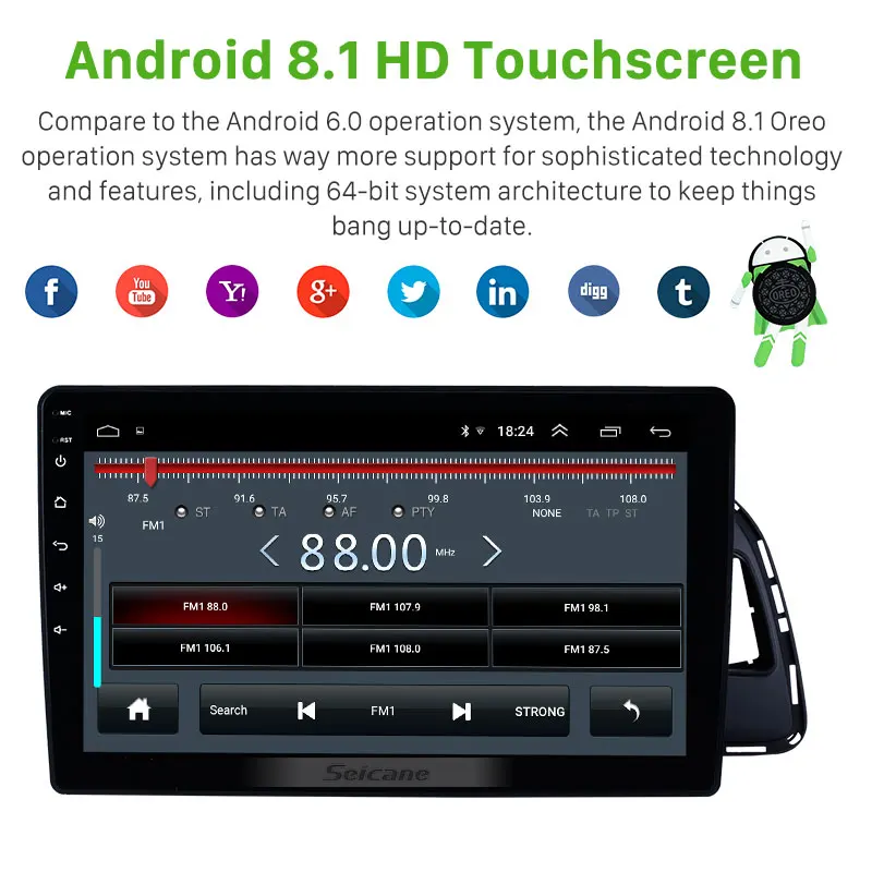 Seicane Стерео gps Android 8 1 HD 10 &quotАвтомобильный Navi плеер для Audi Q5 2010 2017 с Bluetooth wifi AUX