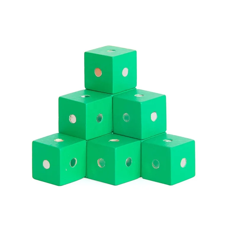 10pcs green color Детские развивающие игрушки Монтессори Обучающие игрушки Магнитный деревянный кубик улучшенные строительные блоки 10 шт набор 6 цветов доступны размер 2 см - Цвет: 10pcs green color
