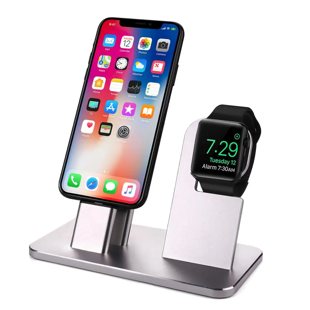 Алюминиевая Подставка для Apple Watch зарядная док станция iPhone X 8 Plus 7 7Plus 6s