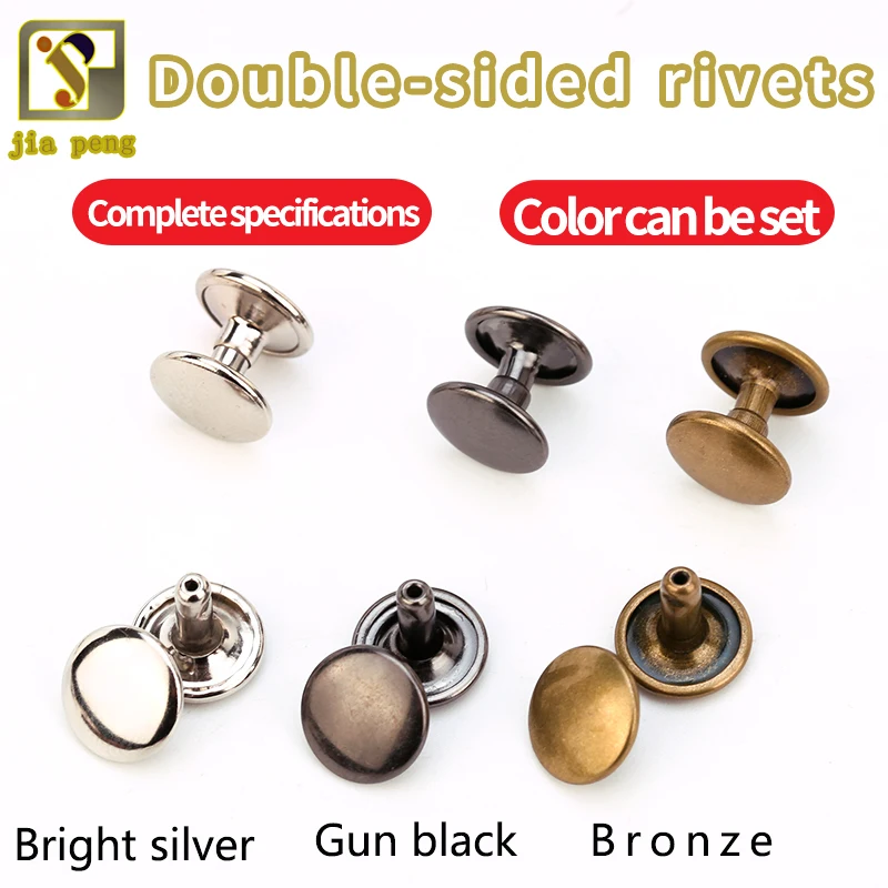 

New 100pcs Leather Rivet of Metal silver Round Double Rivet Sewing Head Punk Strap Bracellet Apparel decorative Riveted 5mm9mm