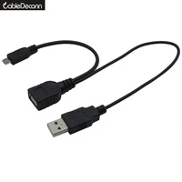 2pcs micro usb male to usb female host otg cable with usb power cable y splitter cable
