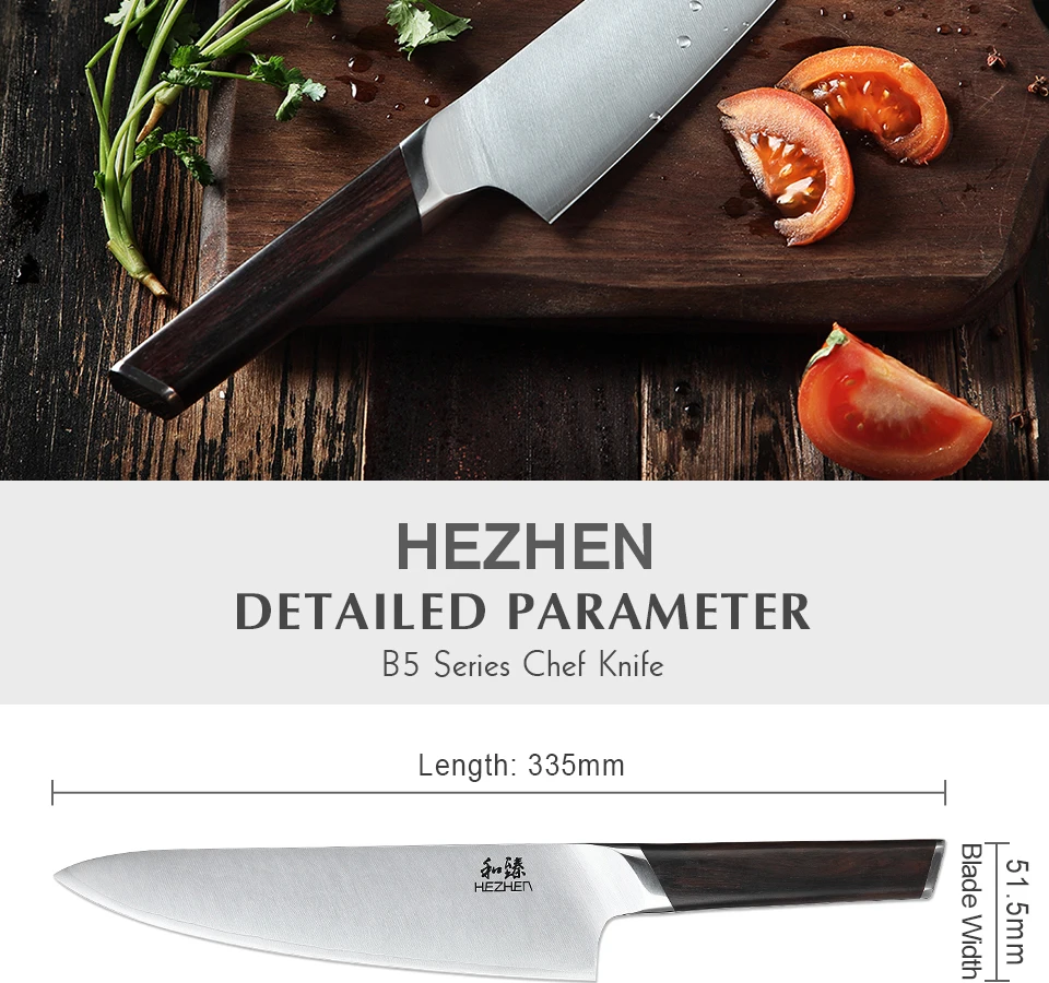 HEZHEN 8 дюймов нож повара 3 слоя 440C ножи из нержавеющей стали многофункциональный нож для приготовления пищи Мясо овощи кухонные аксессуары