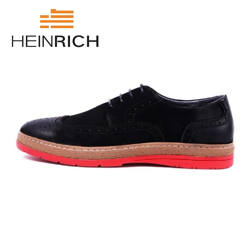 HEINRICH 2018 England Brogue Style Black Casual Shoes Flats Lace-Up Top Quality Men Zapatos Hombre Cuero Genuino | Обувь