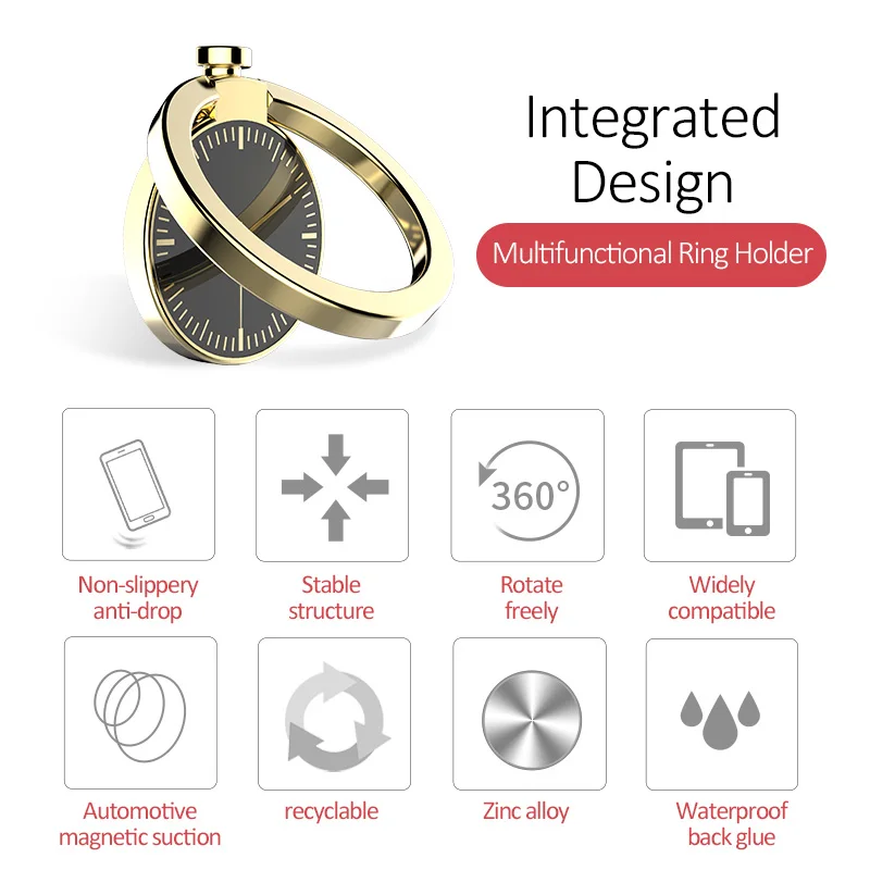 for cellphone watch clock ring stand holder Light Luxury retro universal alloy whole metal automotive magnetic bracket | Мобильные