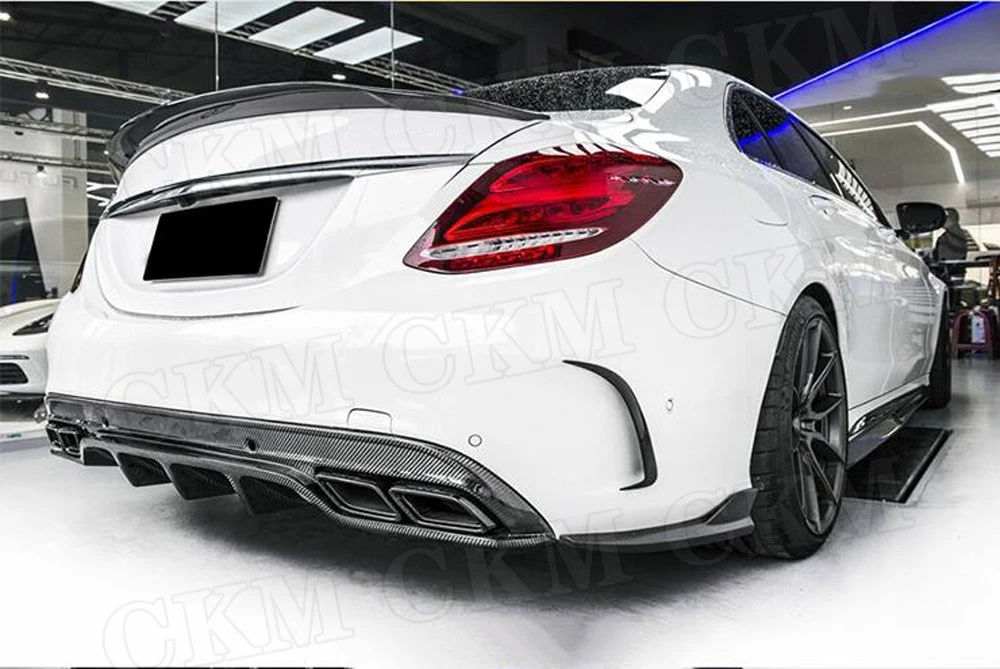 Углеродное волокно заднего бампера для губ разветвители фартуки для Mercedes Benz C class W205 C205 C63- CupWings стайлинга автомобилей