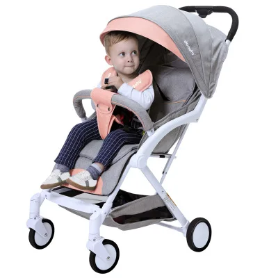 gray and pink Легкая детская коляска 2 в 1, портативная дорожная система, детская коляска может быть на самолете, складная детская коляска для новорожденных - Цвет: gray and pink