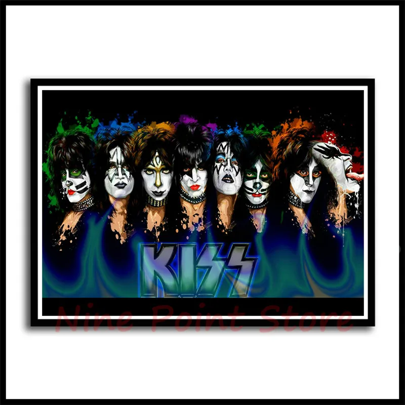 Тяжелый металл Kiss Rock band бумажные плакаты с покрытием музыкальная команда звезда классическая декоративная живопись бескаркасная - Цвет: Синий