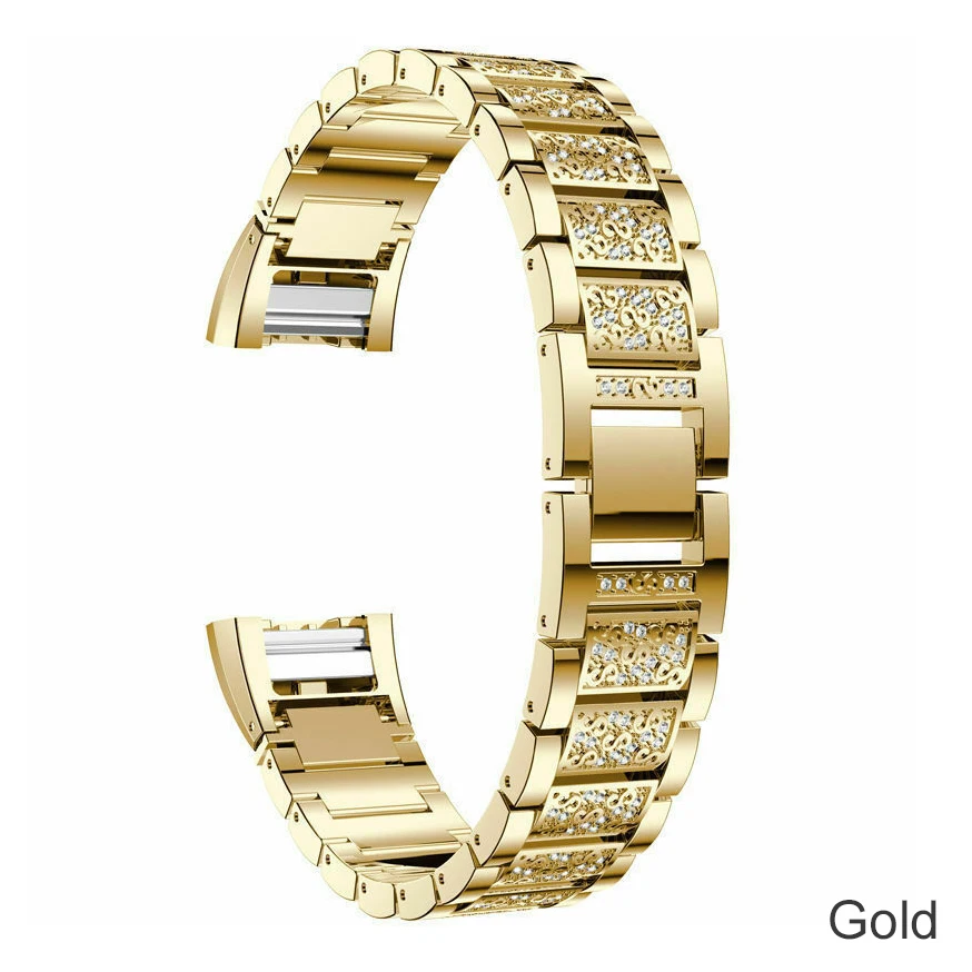 Gold Essidi для женщин и девочек, умный Браслет, ремешок для Fitbit Charge 3, фитнес-часы, ремешок из нержавеющей стали, сменный для зарядки 3, металлический - Color: Gold