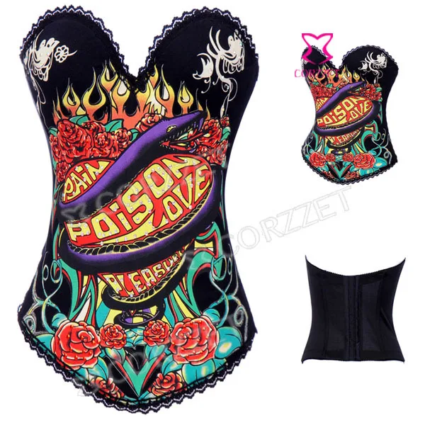 Корсет женский из высококачественной хлопчатобумажной ткани со змеиным принтом