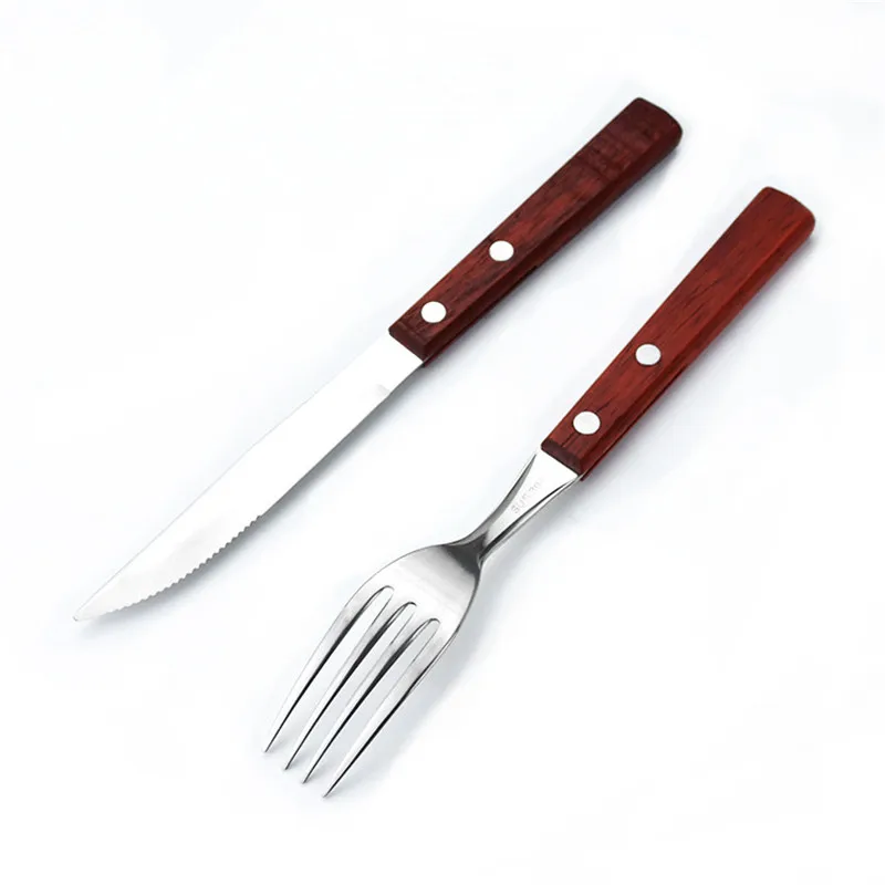 JIANDA Новый 304 нож для стейка из нержавеющей стали столовая вилка с деревянной