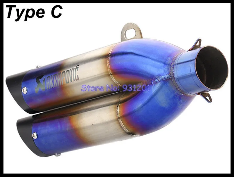 На входе 51 мм мотоцикл Akrapovic выхлопная труба двойной глушитель Escape универсальный