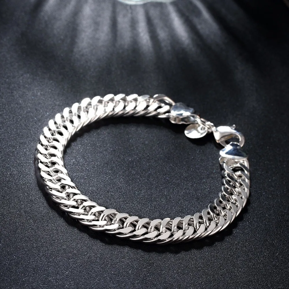 Men 10MM personality silver plated bracelets new listings high -quality fashion jewelry Christmas gifts | Украшения и аксессуары