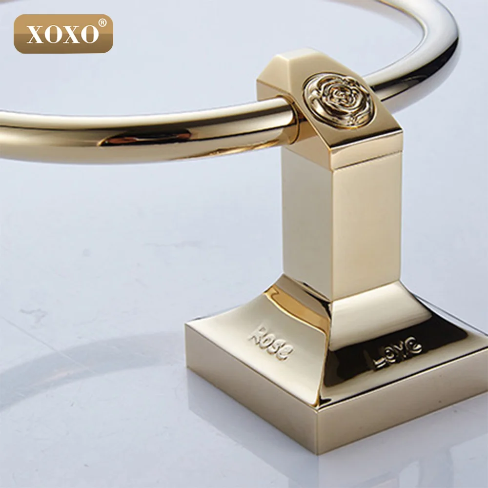 XOXOCarving Золотое Латунное настенное кольцо для полотенец уникальный дизайн Стойка