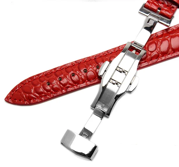 Часы Lizard из натуральной кожи 16 18 20 22 мм часы для часов с пряжкой-бабочкой ремешок стальной пряжкой браслет на запястье 3A