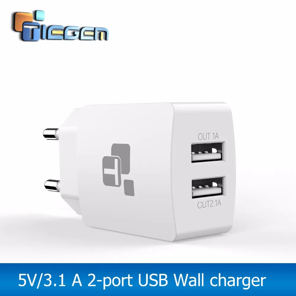 TIEGEM EU штекер USB зарядное устройство В 5 в 3.4A универсальное 2 порта переносное для
