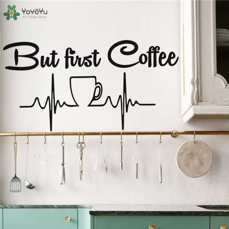 YOYOYU настенные наклейки с цитатами But First Coffee виниловое окно для кафе современный