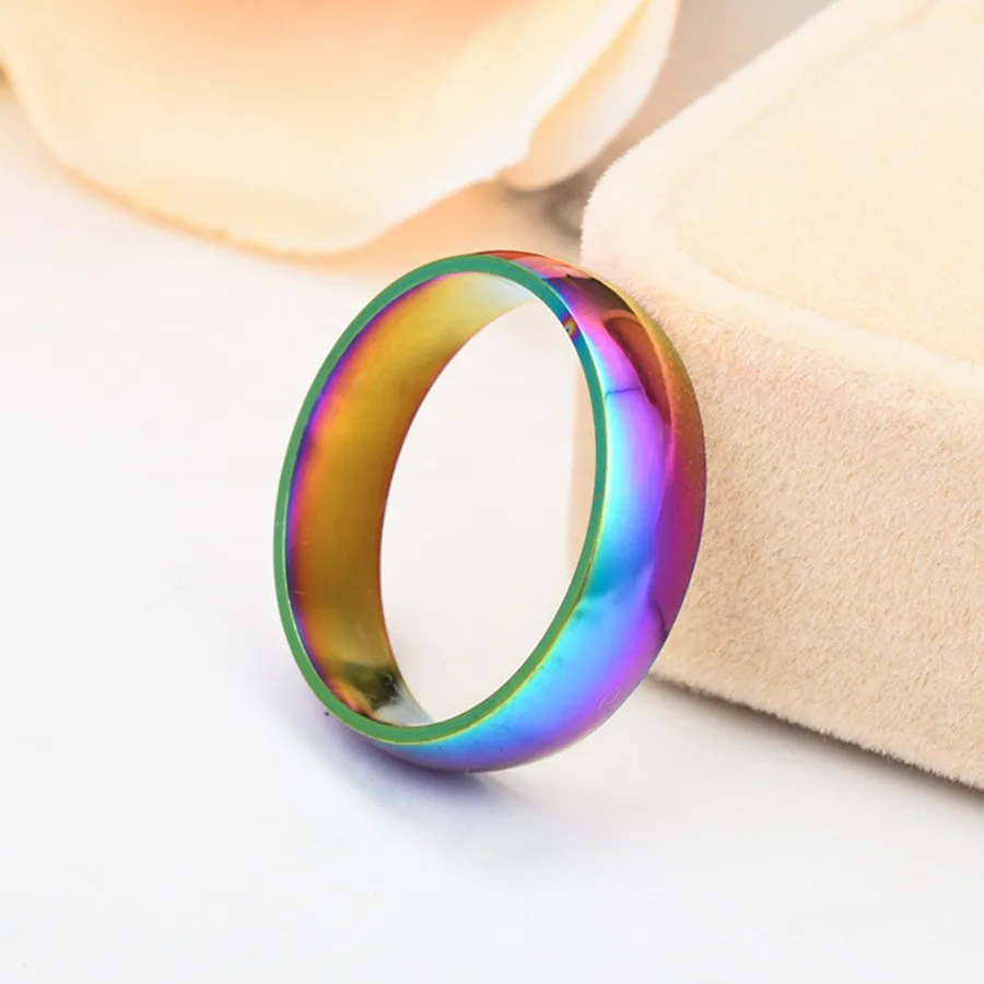316L Stainless Steel Multicolor Rings Dull Polish Circle Anniversary Sale Ring Wedding Rainbow Party Anillos Mujer | Украшения и